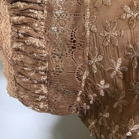 Sunday St. Tropez Tan Eyelet Babydoll Dress NWT Medium - Picture 9 of 10